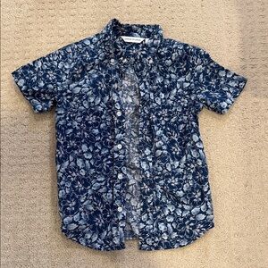 Janie and Jack Blue Floral Hawaiian Kids Cotton Shirt Size 6